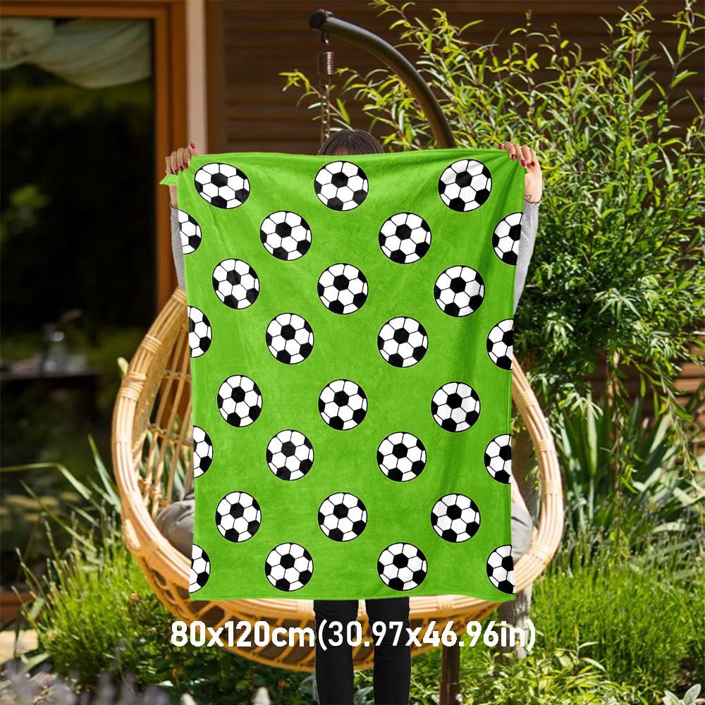

1PC Soccer ballOutdoor Flannel Blanket - Soft Plush Decor for Picnics, camping, Bedroom, Playroom, Office, or Lunch Break 1227A 80x120cm(31x47inch)