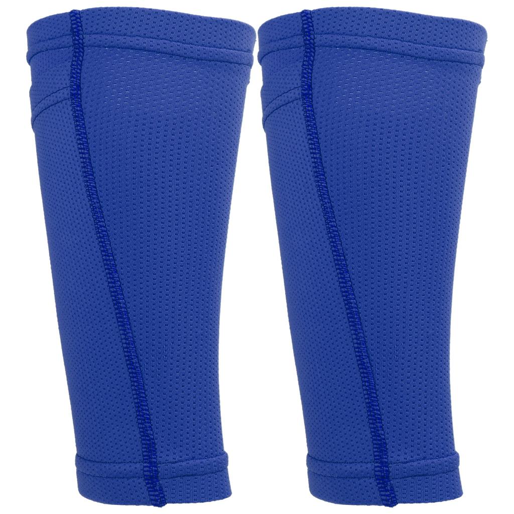 1 Pair Soccer Shin Guard Socks Double Layer Shin Pad Sleeves for Football Training Blue