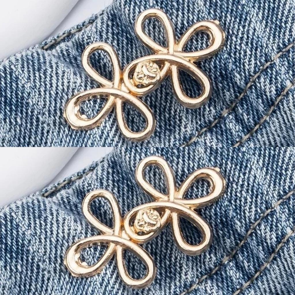 1-4 PZ Bottoni a Vita a Forma di Quadrifoglio Chiusura Regolabile Bottoni in Metallo-Stringitrici per Jeans Larghi Istantaneo Senza Cuciture per Pantaloni in Jeans