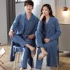 Couple Pajamas Women'S Spring And Autumn Cotton Long-Sleeved Autumn Men'S Nightgown Large Size Bathrobe Three-Piece Set Loungewear