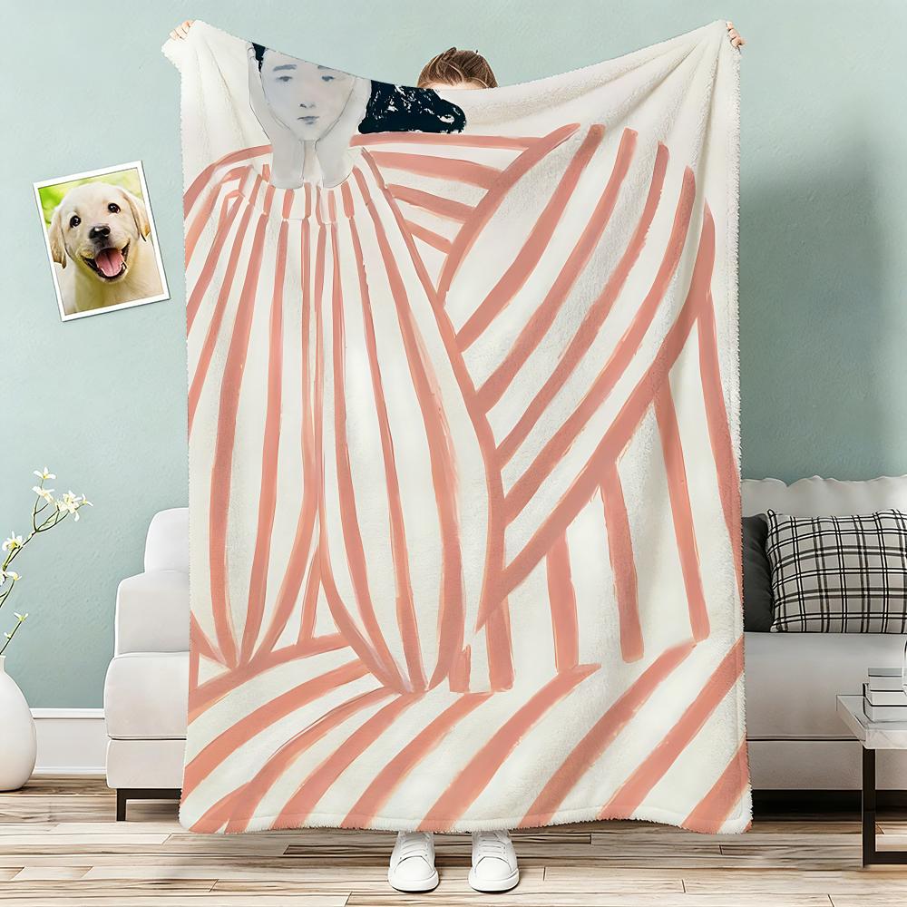 Abstract Sofia Lind Body Line Throw Lightweight 240g Flannel Blanket Soft Skin-friendly for Summer Cooling