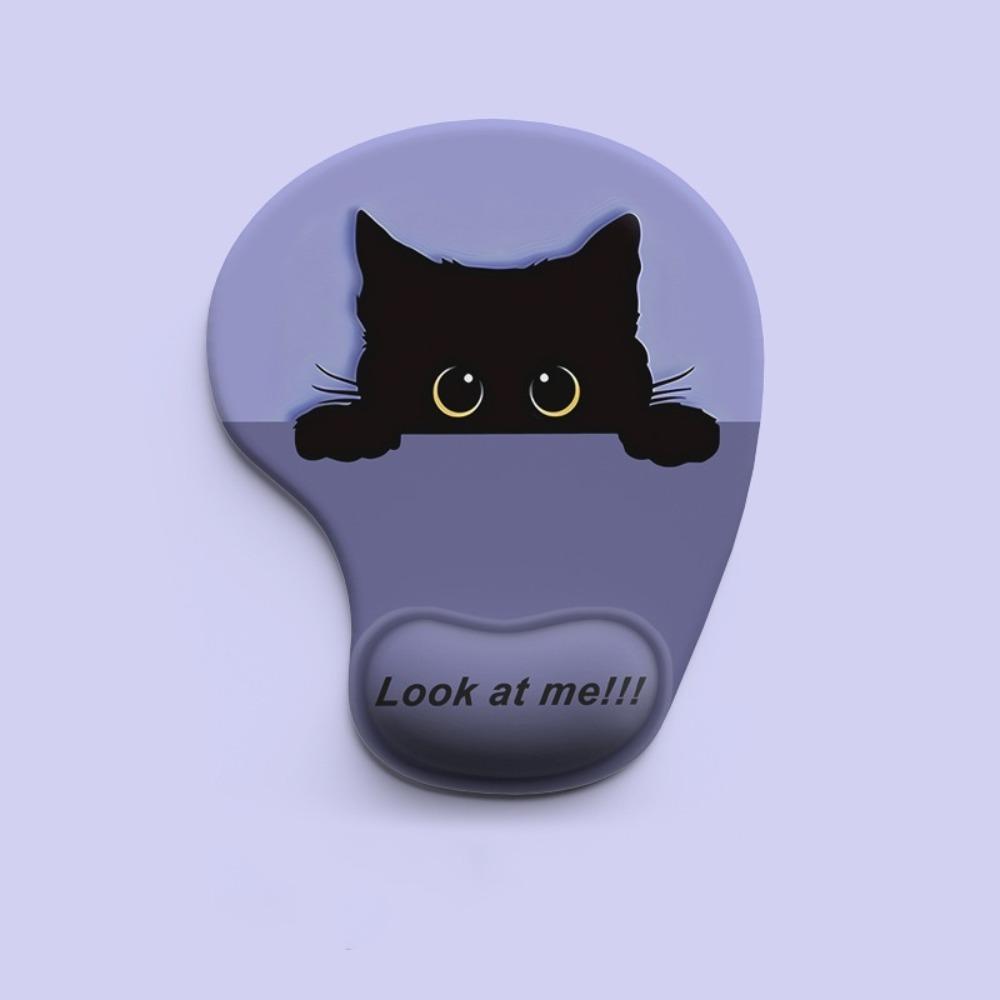 Comfortable Cat Mouse Mat Cute Cartoon Wrist Support Pad Black Cat Animal Mouse Pad Home Office