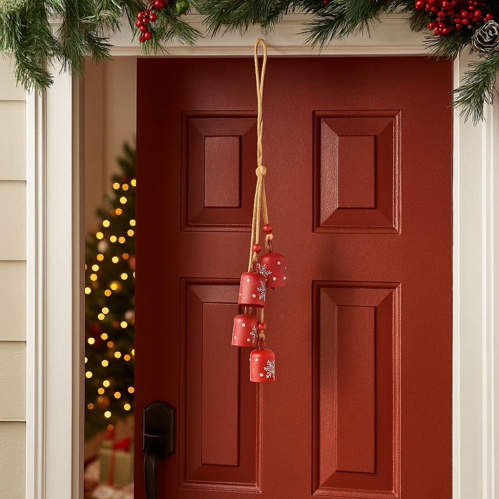 Snowflake Christmas Tree Bells String Vintage Creative Bells Pendant  Christmas Decoration