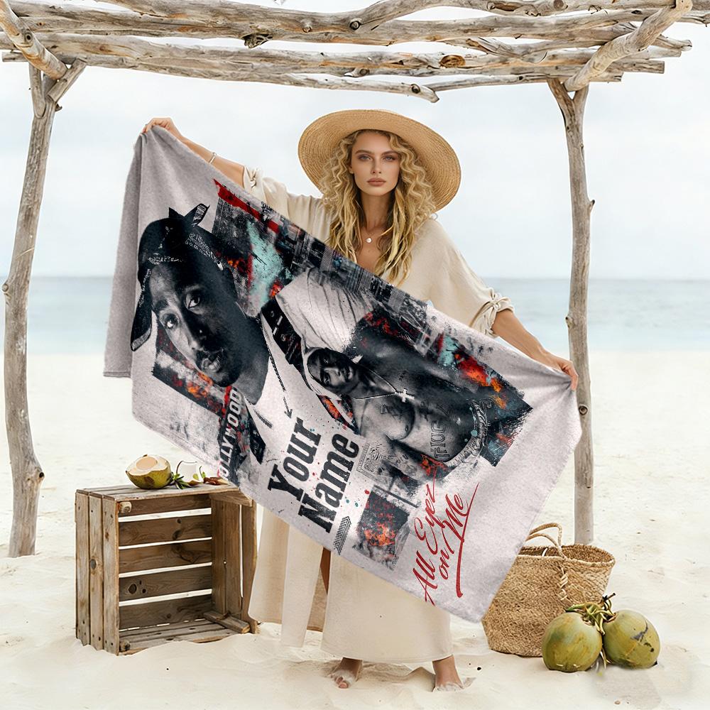 2pac Customize Your Name Beach Towel Soft Durable Quick-Dry Suitable for Swimming Gym Camping Yoga Vacation