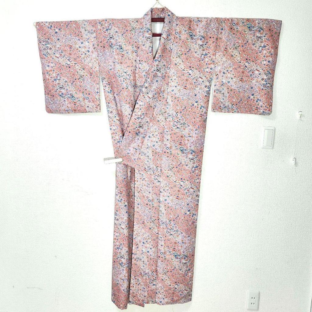 Used Washable kimono, small pattern, lining, polyester, length 161, sleeve 65, casual