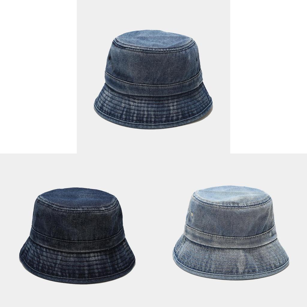 Vintage Denim Bucket Hat Women Sun Protection Foldable Sun Hat For Summer Beach