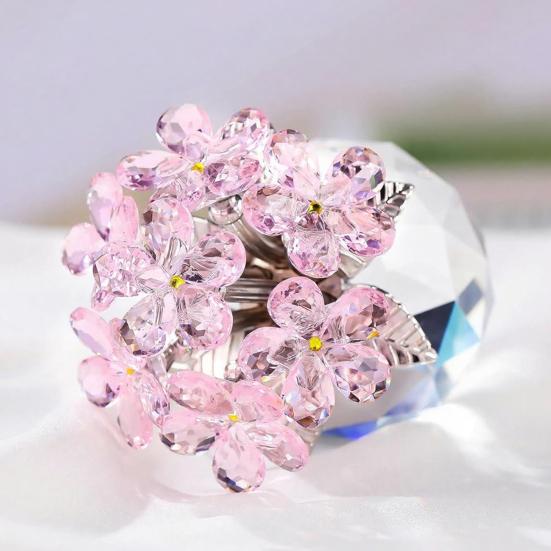 Faux Crystal Flower Figurine Forget Me Not Flower Gift for Women Sympathy Clear Glass Flower Ornaments for Valentine's Day Birthday Table Decor