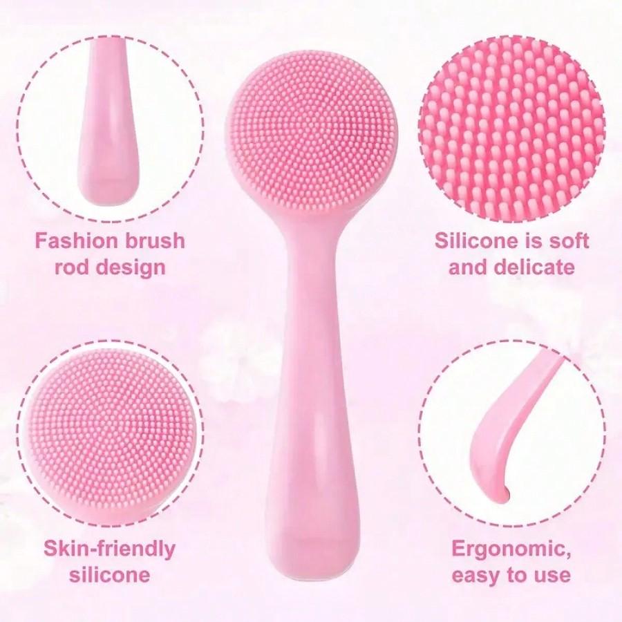 1pc Facial Brush Silicone Facial Cleansing Brush Manual Skin Silicone Exfoliating Brush Handheld Face Scrubber Reusable Facial Cleansing Brush