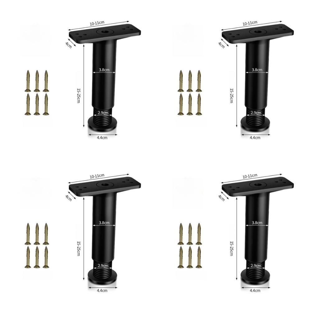 4 PEÇAS Estrutura de Cama com Altura Ajustável Pernas de Suporte Central Pés de Reposição Móveis Domésticos