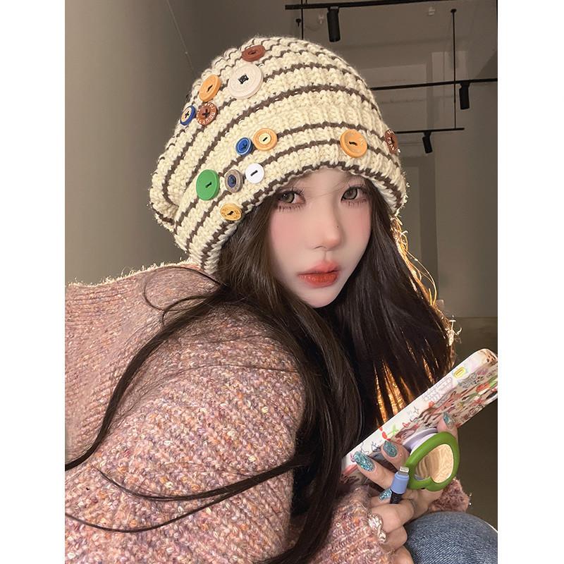 Cozy Knit Beanie For Women And Men With Stylish Button Design Warm Winter Hat