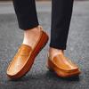 Spring men's casual shoes soft-soled leather lazy large-size Doudou shoes one-pedal driving leather shoes