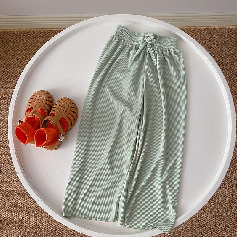 Girls' Ice Silk Wide Leg Pants Summer Korean Children's Loose Pants Baby Elastic Casual Pants