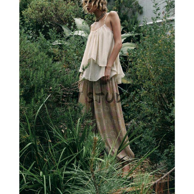 Summer New Product Women's Clothes Pleated Decoration Mid-Waist Elastic Decorative Layer Fluffy Pants Foot Flower Bloomers 3285007