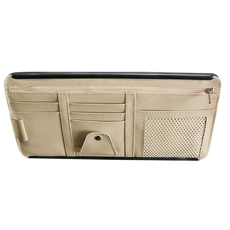 Portable Car Visor Organizer Sunshade Panel Pouch Wallet CD 1Pc Sun Holder Storage Leather