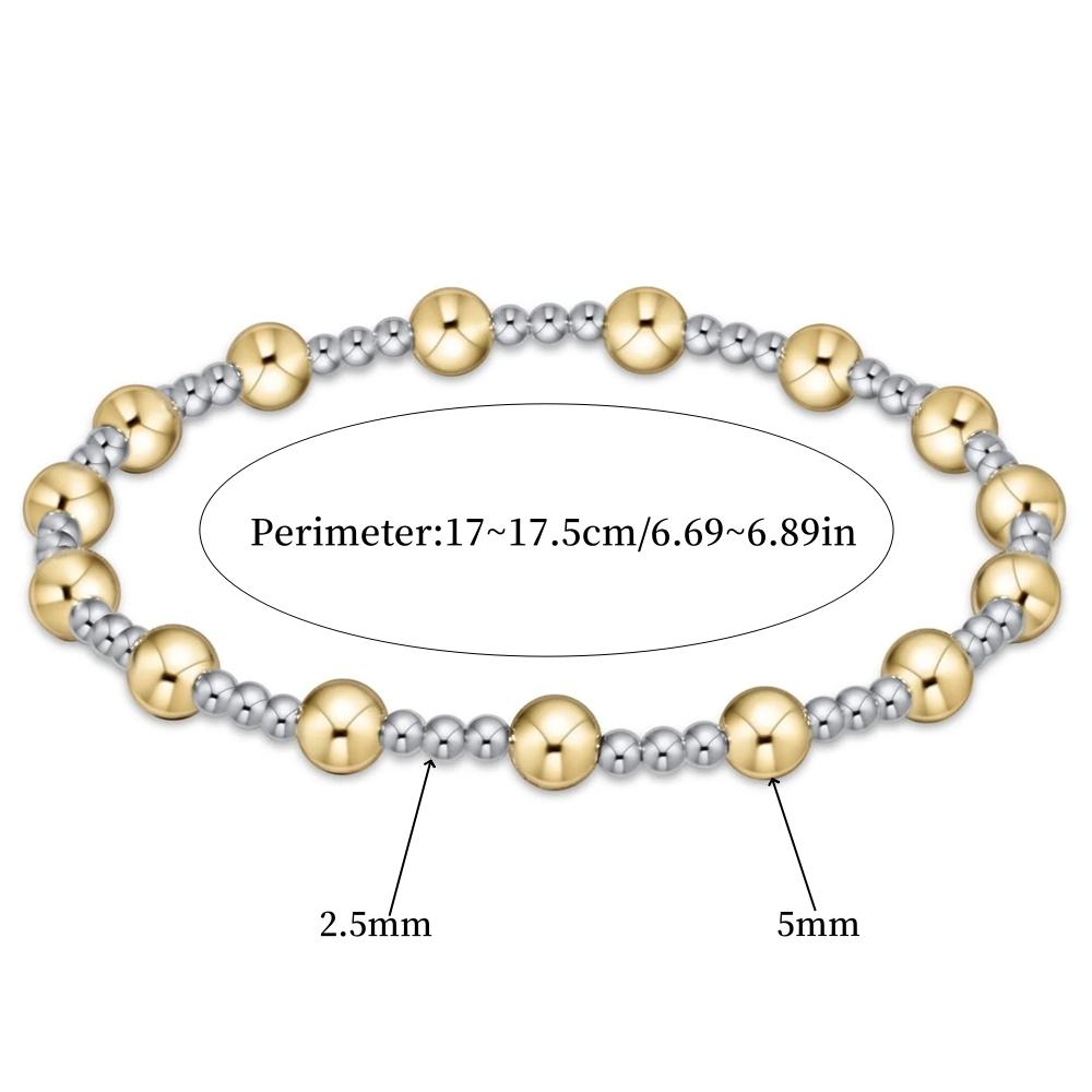 Vlen Women's Adjustable Stackable Beaded Bracelet Gold & Silver Mixed Boho Minimalist Jewelry Gift