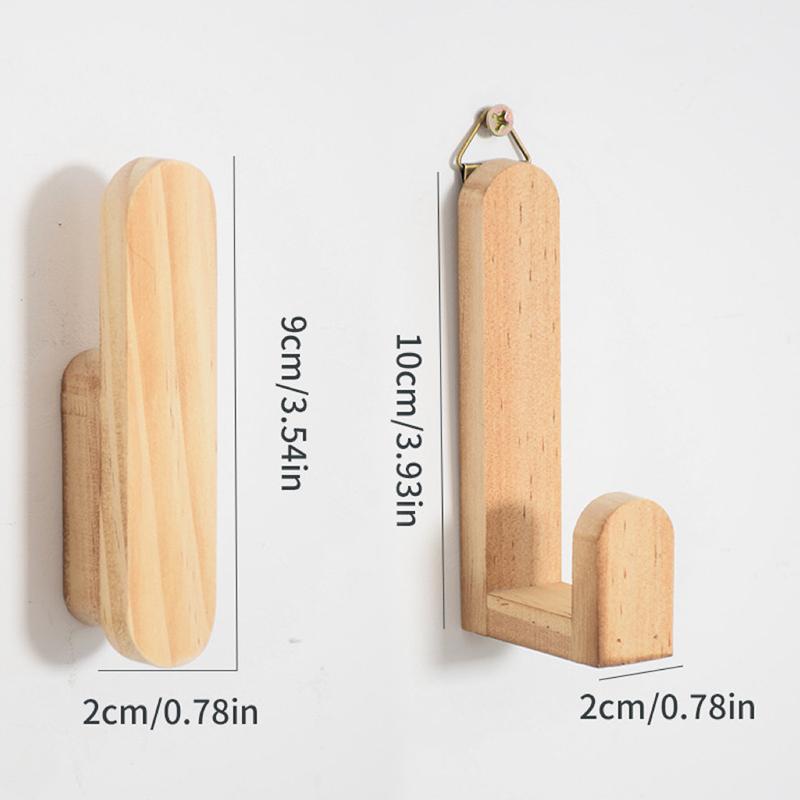 5Pcs Bohemian Solid Wood Creative Wall Door Back Shelf Simple Home Homestay Bedroom Decoration Coat and Hat Rack Wall Hanger