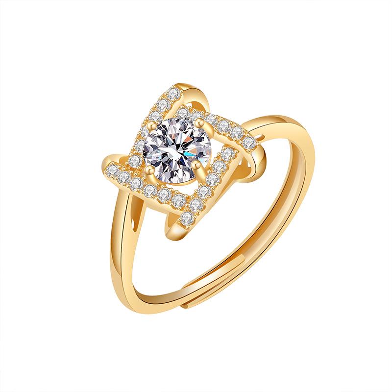 

Adjustable S925 Sterling Silver Four-Leaf Clover Zircon Ring for Women Adjustable Open