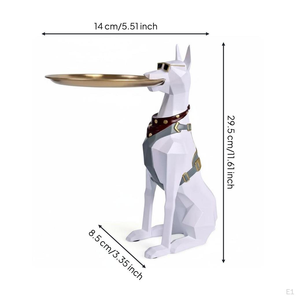 Gentleman Dog Figurine Luxury Style Tray Statue Multifunctional Storage Sculpture for Living