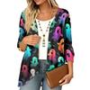 Women's Lightweight Cardigan with Halloween Print , Three-Quarter Sleeve , Relaxed Fit for Casual Halloween Outfits