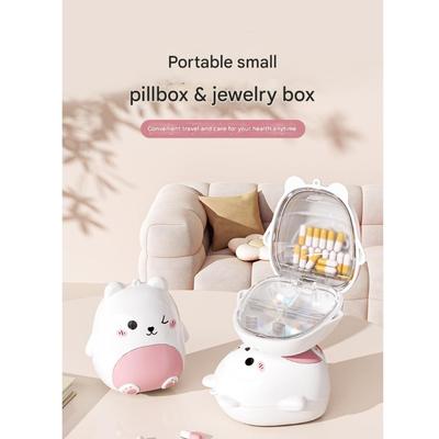 Cartoon Bear Themed Portable Pills Organizers Featuring Multiple Compartments For Organized Pills Management
