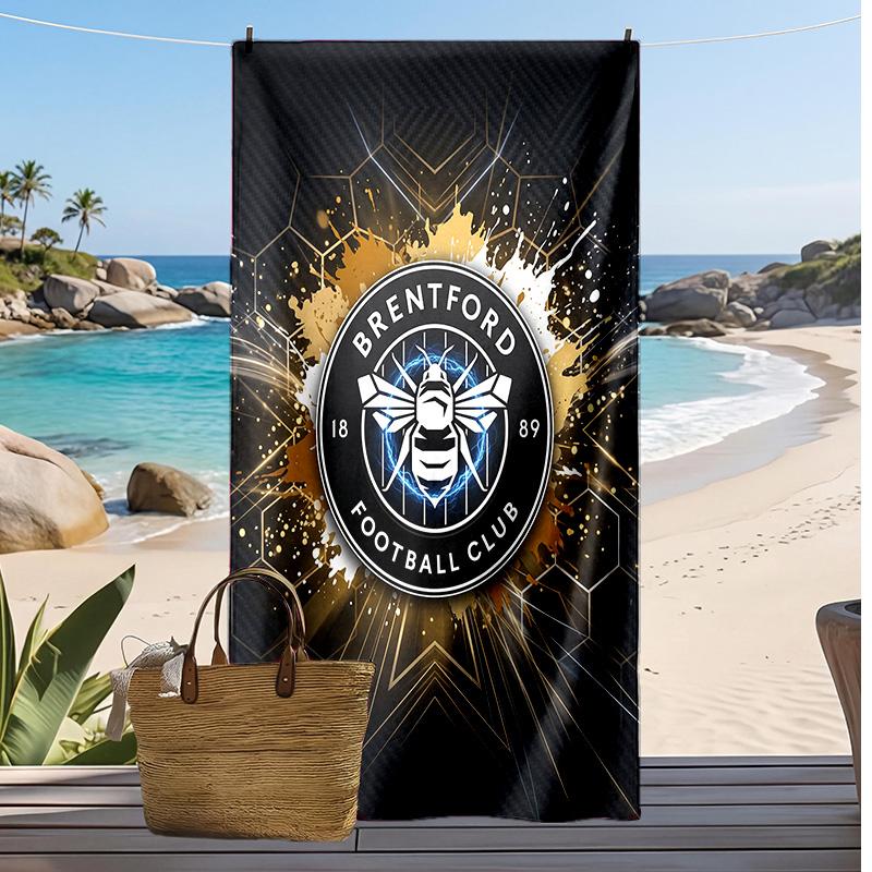 Brentford Football Print Beach Towel, Large Soft Quick Dry Towel for Beach Camping Swimming