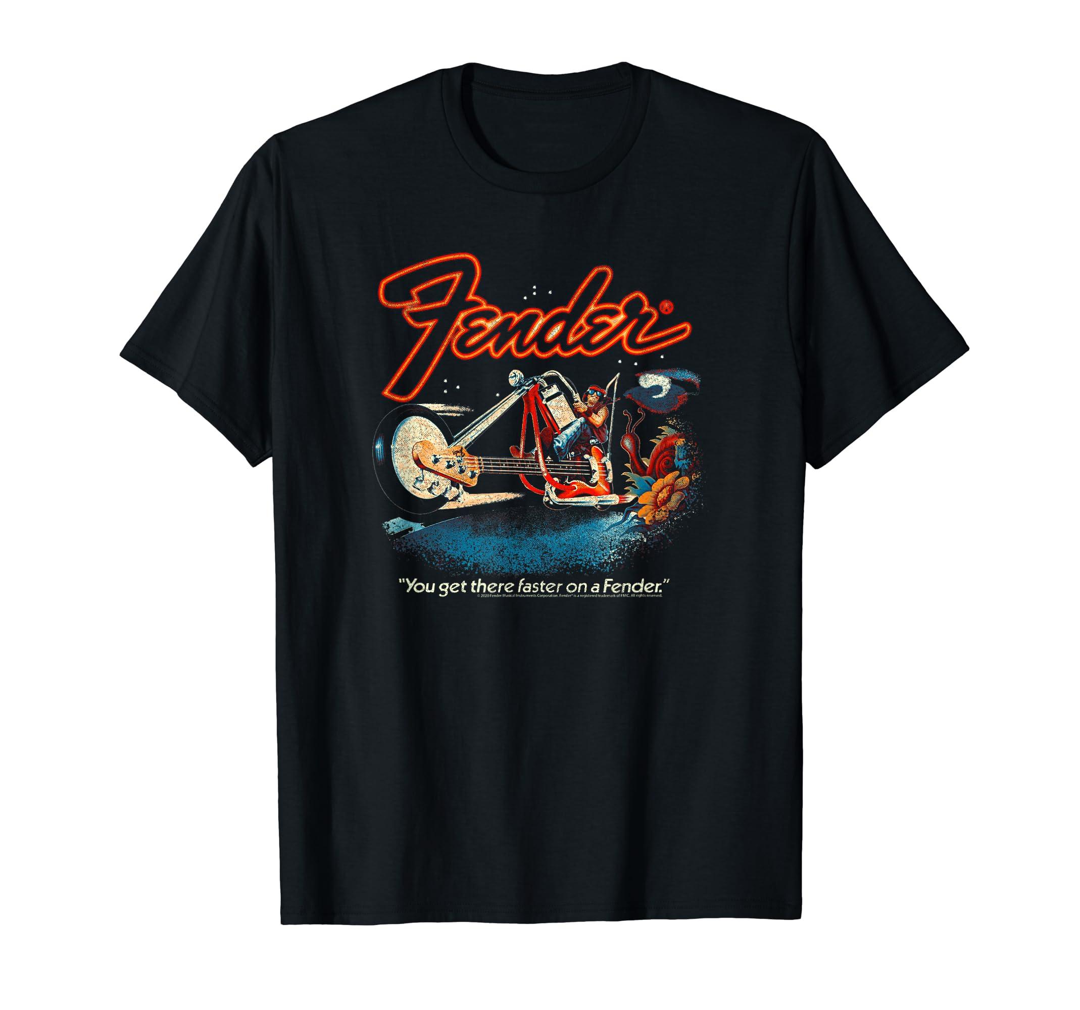 

Fender Классическая футболка с мотоциклом Faster Guitar чёрный