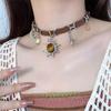 New One Piece Sun Shaped Leather Splicing Clavicle Chain Bohemian Vintage
