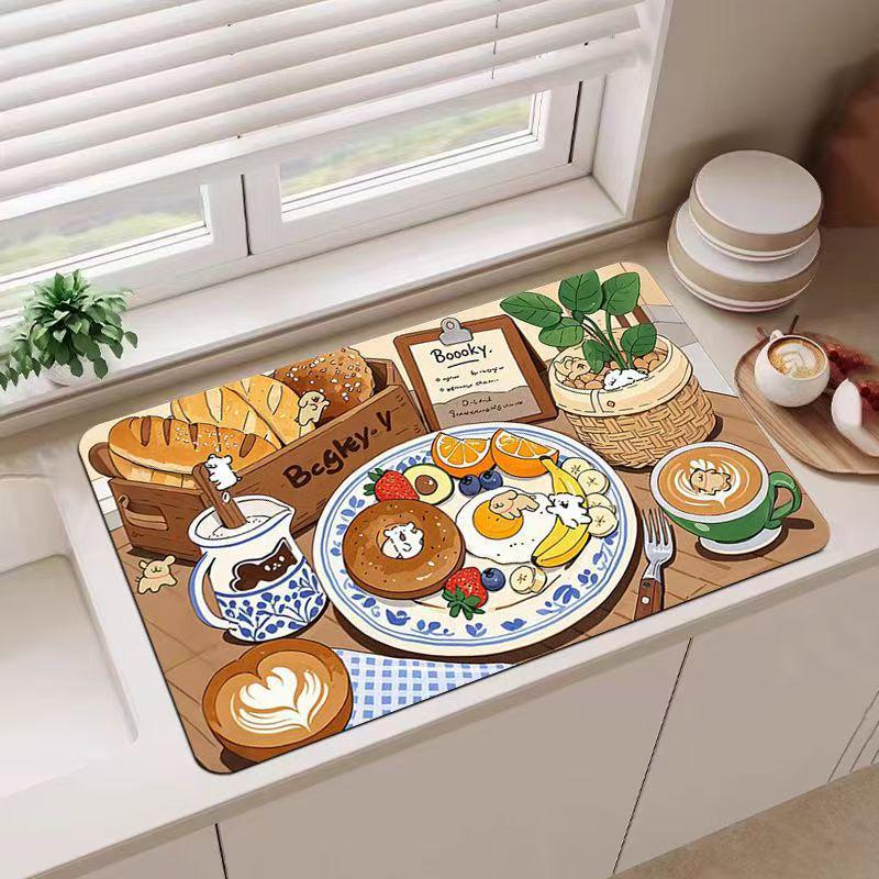 Cartoon Kitchen Diatomaceous Earth Absorbent Non-slip Heat-Insulation Mat