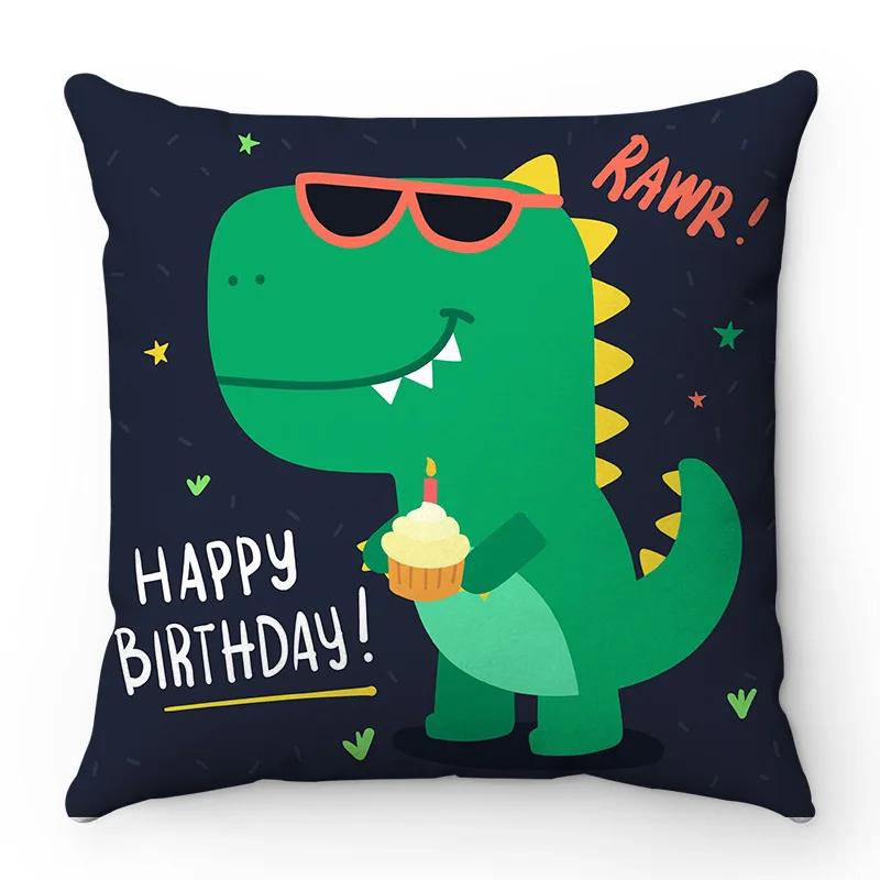 

Очаровательная наволочка с динозавром, мягкий хлопок, забавный мультяшный дизайн для декора детской комнаты, удобная и стильная, идеальный подарок для детей 16x16Inch