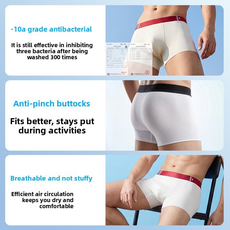 Herren Sommer Ultra Dünn Neu Eis Seide Atmungsaktiv Antibakteriell Nahtlos Schnell Trocknend Boxer Briefs