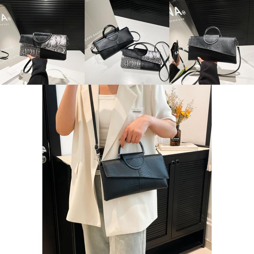 Fashion Splicing Design Snake Pattern Women Casual Single Shoulder Square Bag For Casual Daily Use