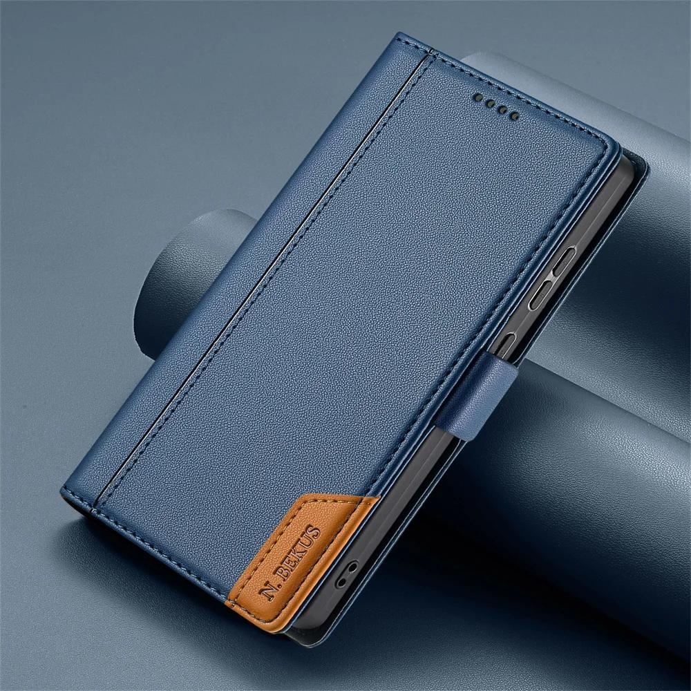 Flip Leather Phone Case for Samsung Galaxy S25 Edge S24 FE S23 Ultra S22 Plus A17 A07 A16 A36 A56 A26 A54 Magnetic Wallet Cover