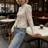 Women Spring Summer New Lace Crochet Stand Collar Slim Fit Blouse Stylish Elegant Commuter Design Shirt