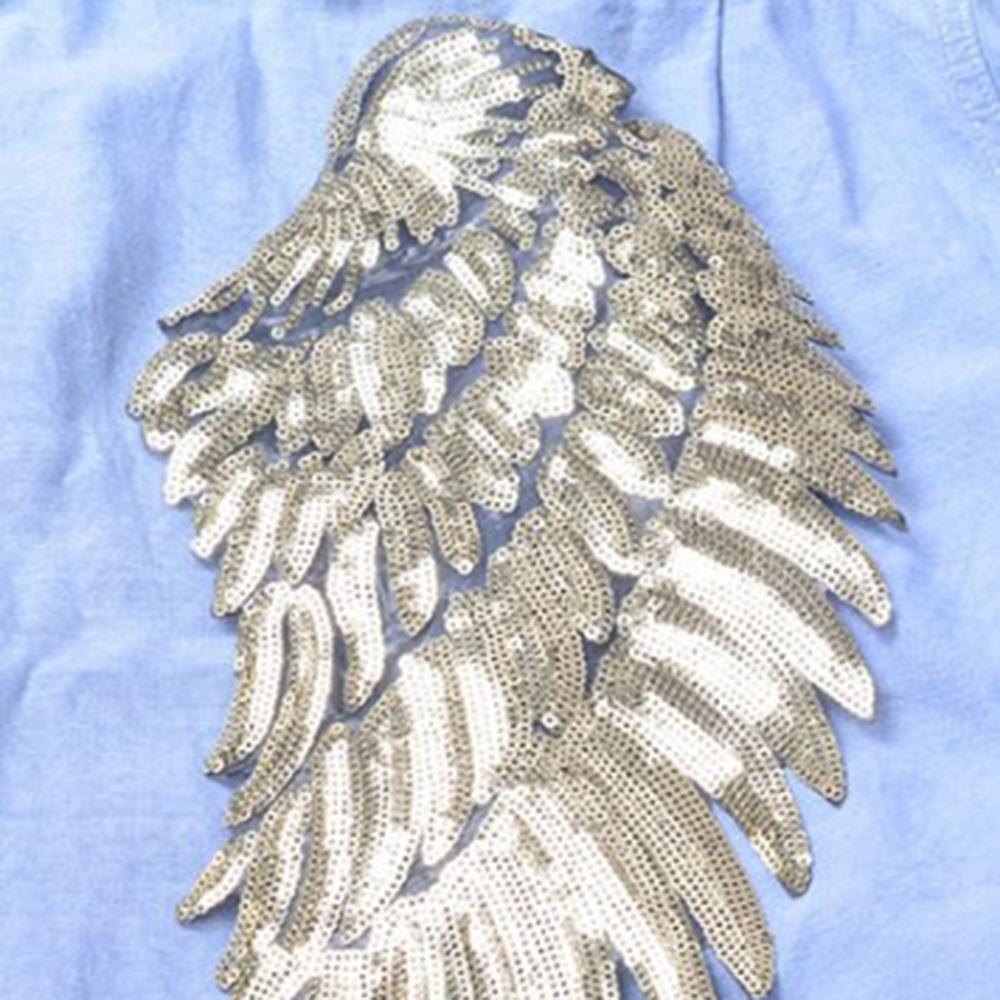 Sequin Appliques Angel Wings Patches Silver Embroidered Patches Sequin Patches  DIY Clothes