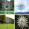Kinetische Windmühlenskulpturen aus Metall, einzigartiger und magischer windbetriebener Spinnergarten