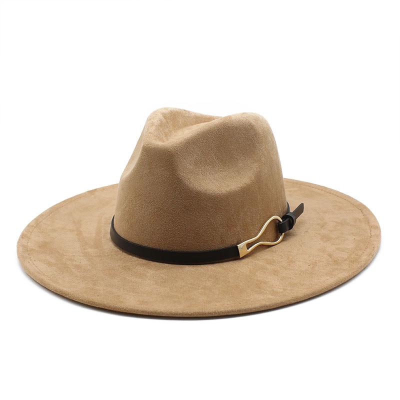 Flat-Brimmed Jazz Hat Season Big-Brimmed Peachheart Woolen Hat