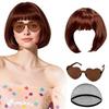 3Pcs Halloween Cosplay Wig Set Colorful Short Bangs Y2K Role-playing Short Hair Wig  Halloween