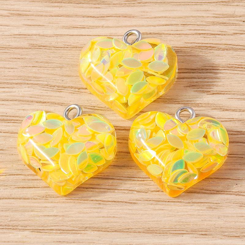 

10Pcs/Set Kawaii Resin Glitter Heart Charms For Earring Bracelet Necklace Handmade Diy Jewelry Making Accessories