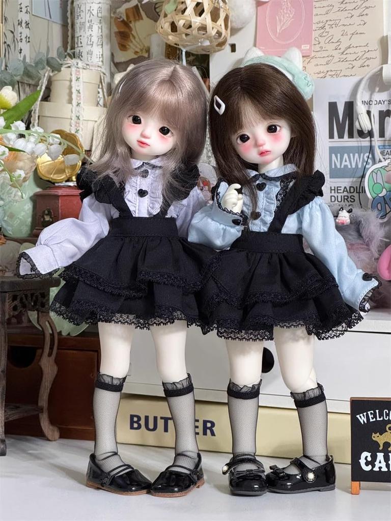 HAMRETHYPPZ 14 16 13 BJD Ball-Jointed Doll Dress Doll Costume Maid Outfit Cute Maid Suit, Stylish Maid Suit (Head and body not included) Pink (Light