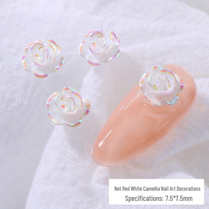 Aurora Pink Rose Nail Art Set - Camellia Flower Decorations