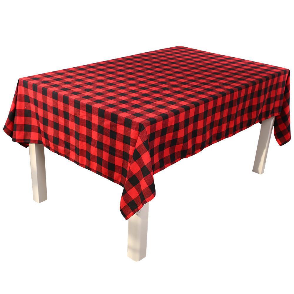 Red Trendy Black Checkered Tablecloth Ideal For Creating A Festive Christmas Vibe