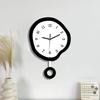 Twisted Elliptical Swinging Wall Clock, Creative and Fun with Pendulum, Silent Clock Suitable for Living Room, Kitchen