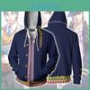 Sudadera con Capucha Cosplay de Jojo's Bizarre Adventure para Hombre, Chaqueta Elegante con Cremallera y Mangas Largas