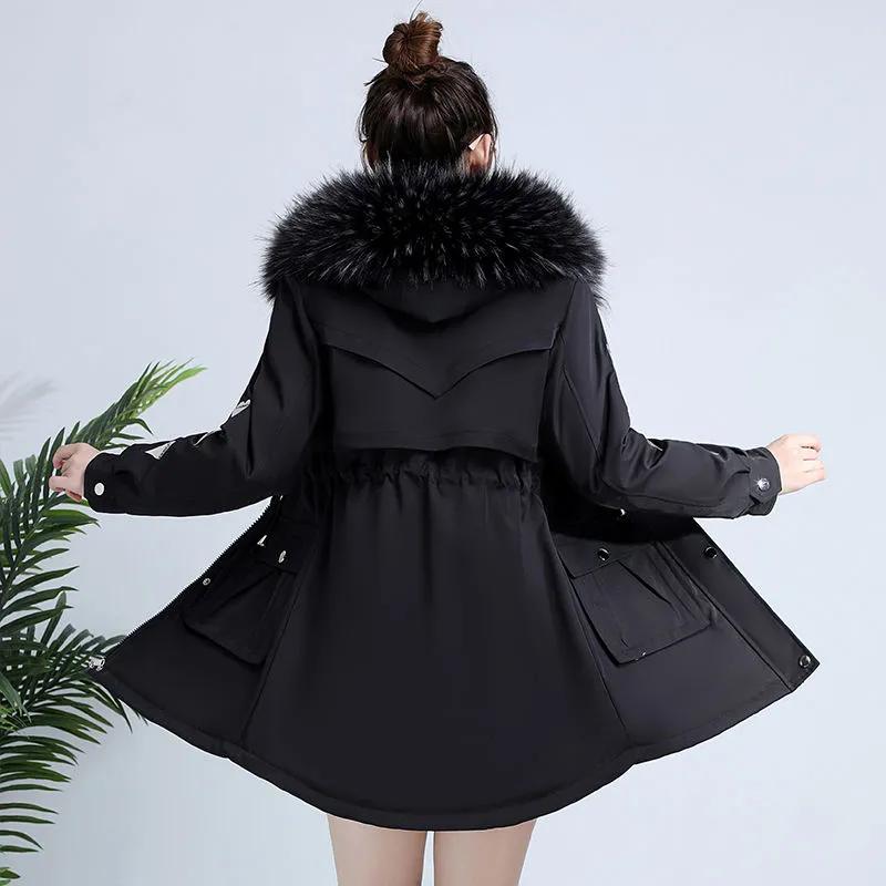 Women's Winter Padded and Thickened Warm Parka Ladies Slim Hooded Jacket