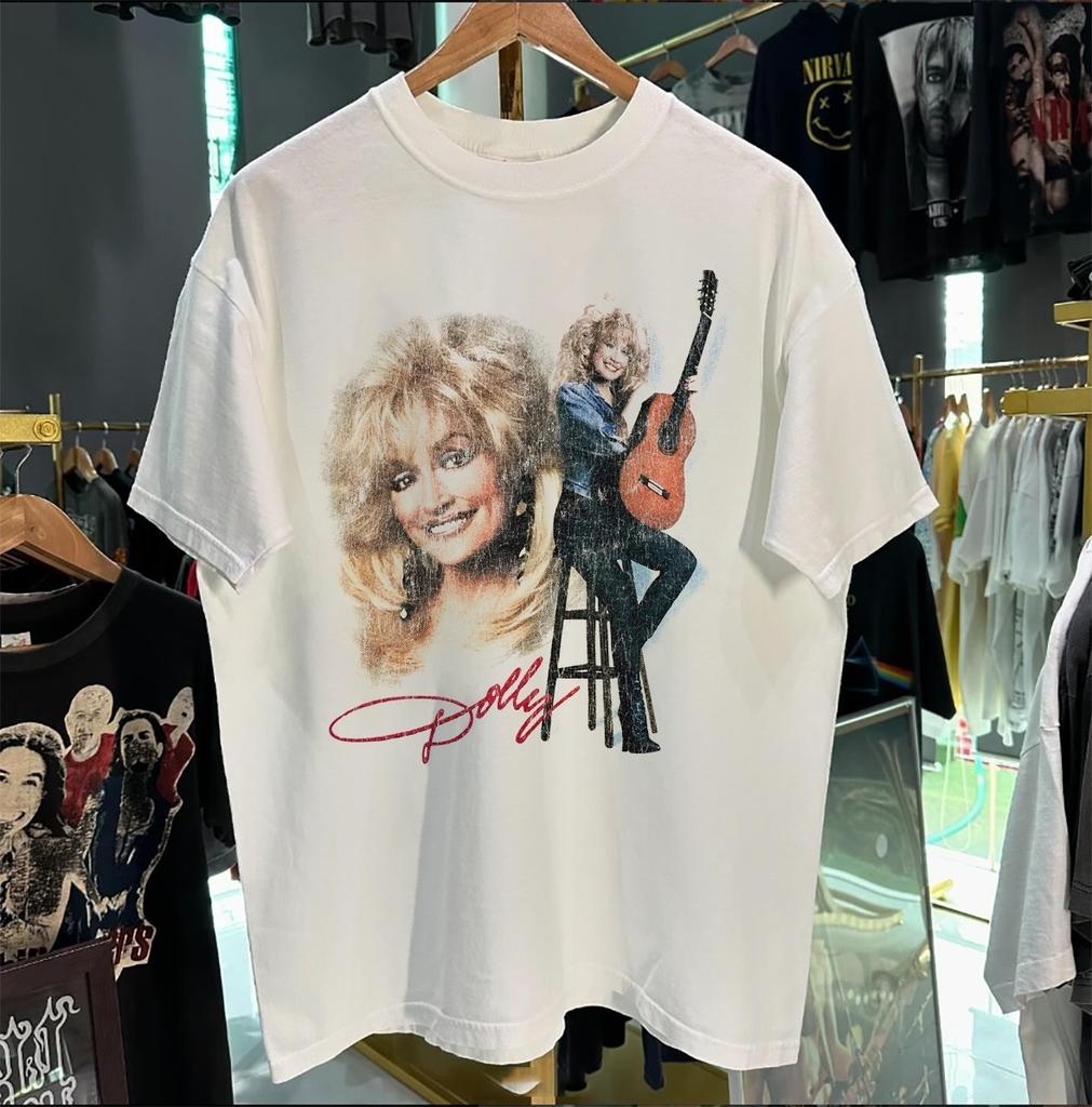 1994 Dolly Parton Dollywood T-Shirt Lavata Bianca L
