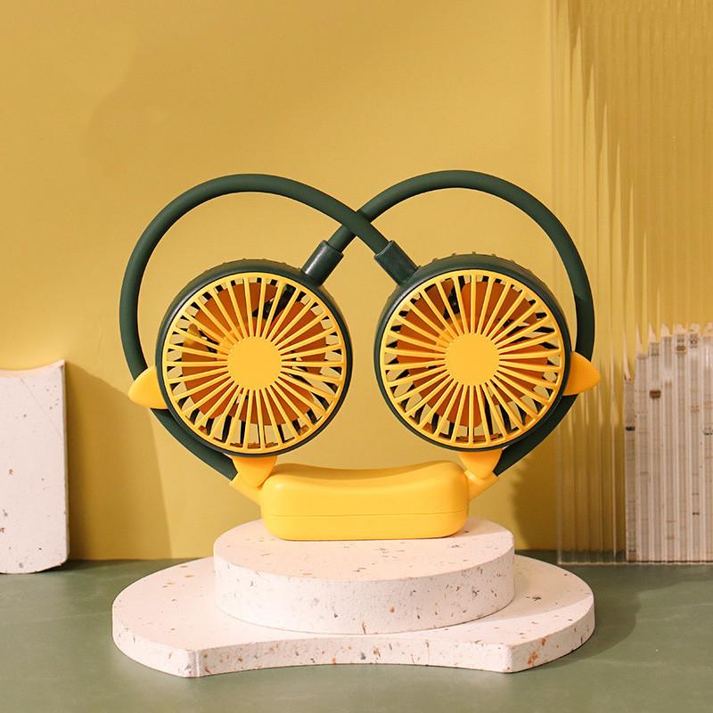 Mini Foldable Usb Neck Hanging Fan With Cartoon Style Design For Outdoor Activities