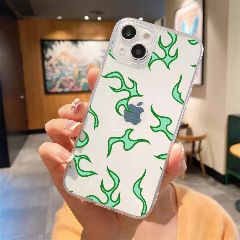 Fashion Flame Luxury Transparent Soft Phone Case For iPhone 15 14 13 12 11 Pro Max XS X XR 7 8 Plus Shockproof Cover Fundas