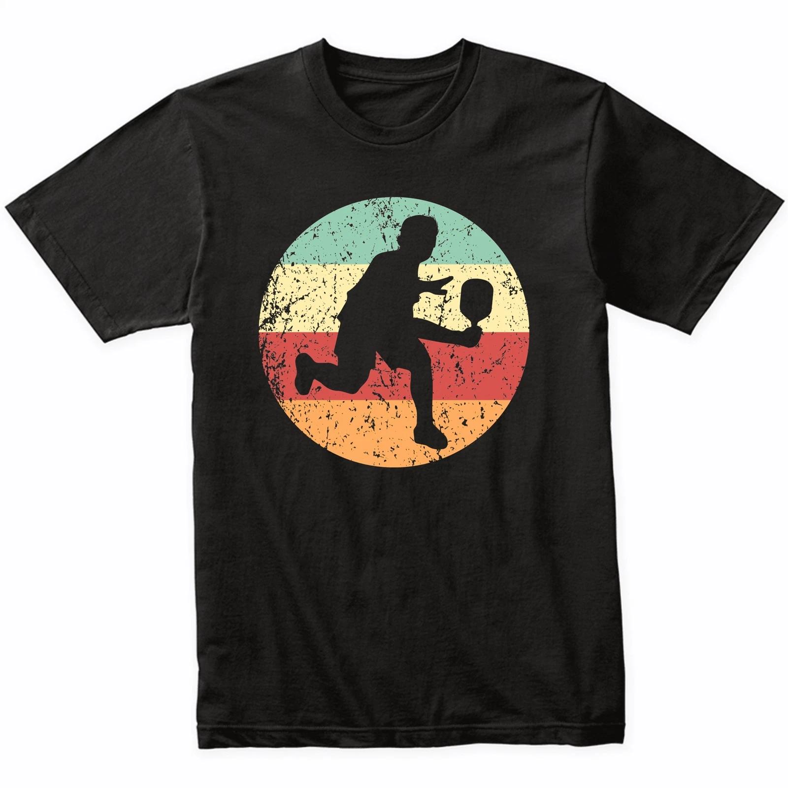 Pickleball Player Silhouette Retro Sports T-Shirt - Retro Colors M