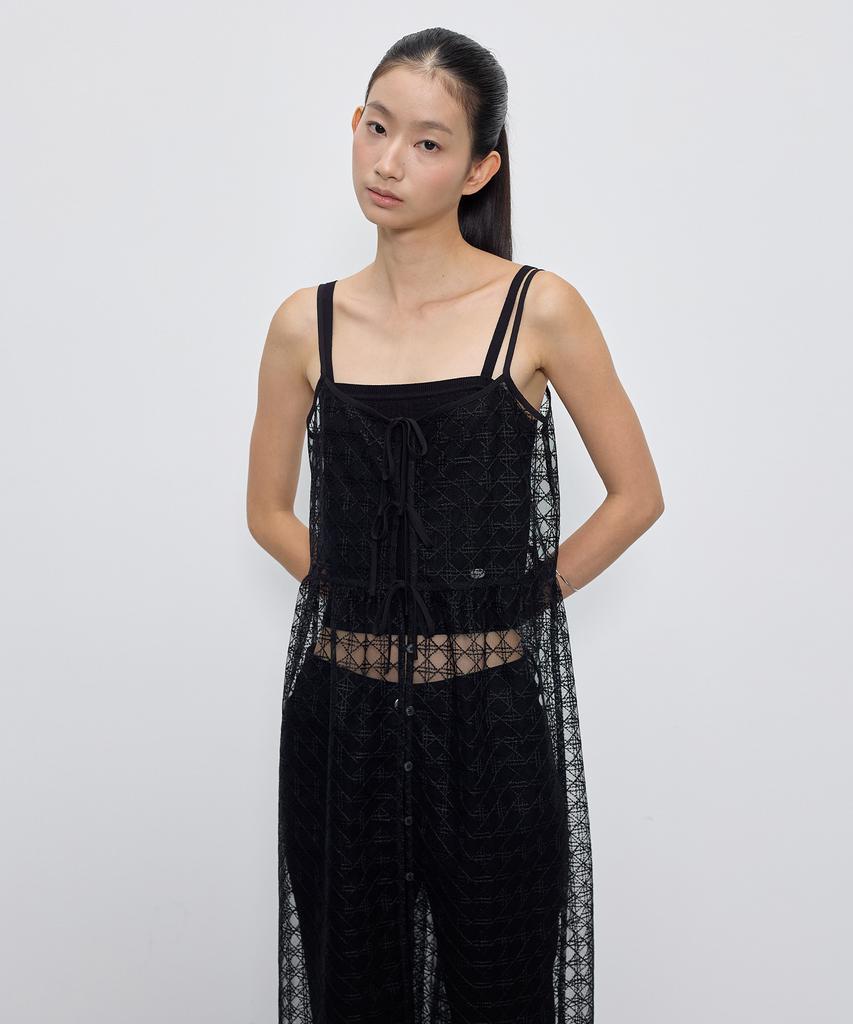 City Breeze Layered Lace Long Dress_Black