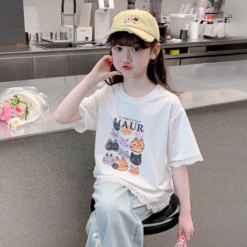 Girls  Floral Short-Sleeve Summer T-Shirt 130